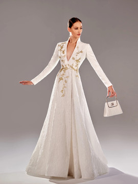 Embroidered V-Neck Gown Embroidered V-Neck Gown