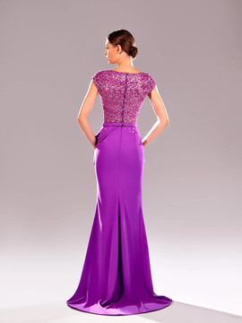 Cap Sleeve Beaded Crepe Dress Cap Sleeve Beaded Crepe Dress