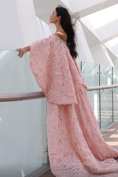 Embellished Cape Sleeve Off Shoulder Gown Embellished Cape Sleeve Off Shoulder Gown