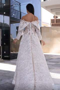 Off Shoulder Long Sleeve Embellished Gown Off Shoulder Long Sleeve Embellished Gown