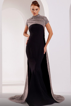 Short Sleeve Sweeping Sequin Gown Short Sleeve Sweeping Sequin Gown