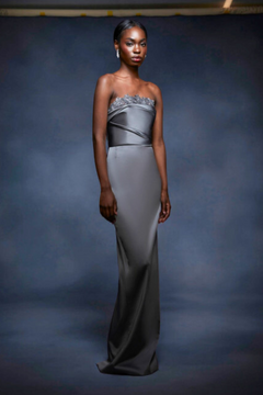 Strapless Stretch Satin Column Gown Strapless Stretch Satin Column Gown