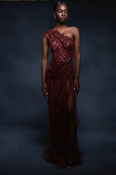 Beaded Ostrich Feather Gown Beaded Ostrich Feather Gown