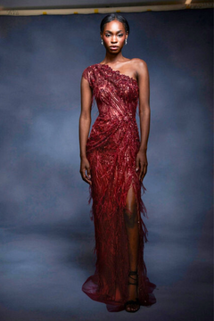 Beaded Ostrich Feather Gown Beaded Ostrich Feather Gown