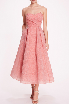 Strapless Cloque Midi Dress Strapless Cloque Midi Dress