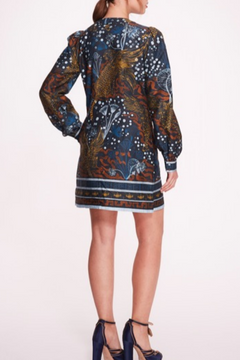 Long-Sleeve Printed Mini Dress