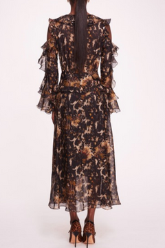 Ruffled Long-Sleeve Midi Dress Ruffled Long-Sleeve Midi Dress