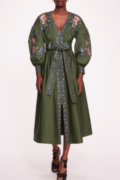V-Neck Floral Embroidered Midi Dress V-Neck Floral Embroidered Midi Dress