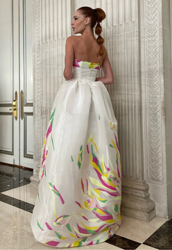 Floral Printed Organza Gown Floral Printed Organza Gown
