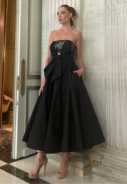 Strapless Pleated Midi Dress Strapless Pleated Midi Dress