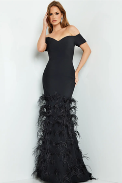 Off Shoulder Gown with Feathers Off Shoulder Gown with Feathers