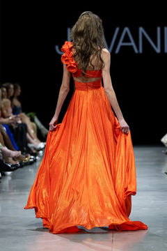 Pleated One Shoulder Slit Gown Pleated One Shoulder Slit Gown