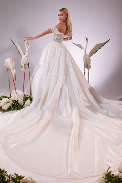 Off Shoulder Draped Sleeve Gown Off Shoulder Draped Sleeve Gown