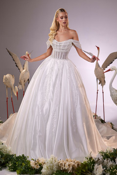 Off Shoulder Draped Sleeve Gown Off Shoulder Draped Sleeve Gown