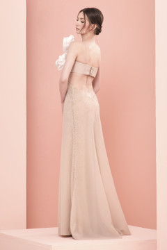 Strapless Illusion Floral Bodice Gown Strapless Illusion Floral Bodice Gown