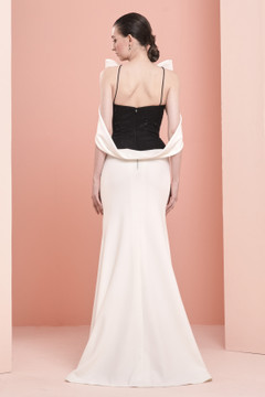 Crepe Gown with Bow Detail Crepe Gown with Bow Detail
