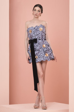 Silk Gazar Floral Mini Dress Silk Gazar Floral Mini Dress