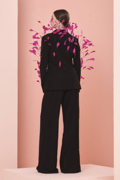 Feathered Crepe Blazer with Pants Feathered Crepe Blazer with Pants