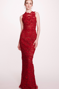 Sleeveless Corded Lace-Dress Sleeveless Corded Lace-Dress