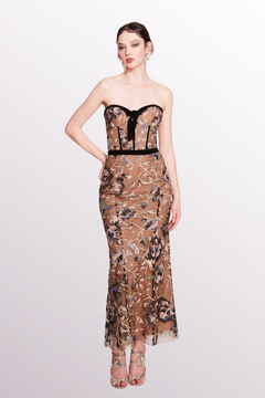 Embroidered Strapless Midi-Dress Embroidered Strapless Midi-Dress