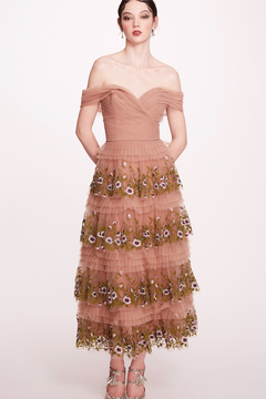 Off Shoulder Tulle Midi Dress Off Shoulder Tulle Midi Dress