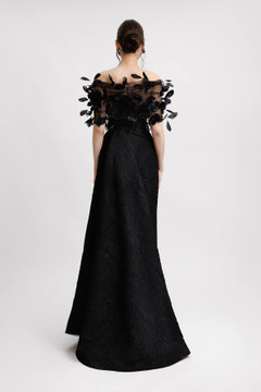 Strapless Gown with Feathered Bolero