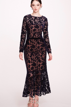 Velvet Cutwork Midi Dress