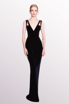 V-Neck Velvet Evening Dress V-Neck Velvet Evening Dress