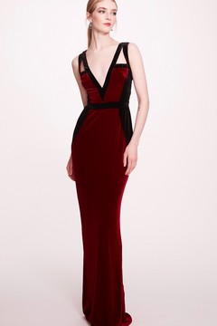 V-Neck Velvet Evening-Dress V-Neck Velvet Evening-Dress