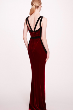 V-Neck Velvet Evening-Dress V-Neck Velvet Evening-Dress