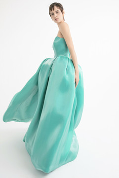 Strapless Draped Skirt Slit Gown Strapless Draped Skirt Slit Gown