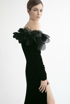 Embellished Neck Long Sleeve Gown Embellished Neck Long Sleeve Gown