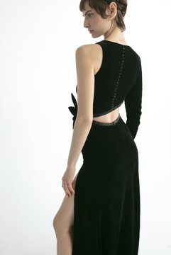 One Sleeve Cutout High Slit Gown One Sleeve Cutout High Slit Gown