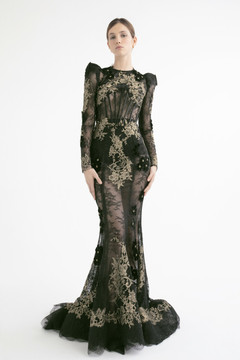 Structured Shoulder Flared Gown Structured Shoulder Flared Gown