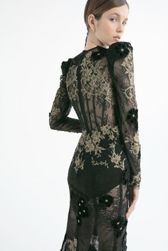 Structured Shoulder Flared Gown Structured Shoulder Flared Gown