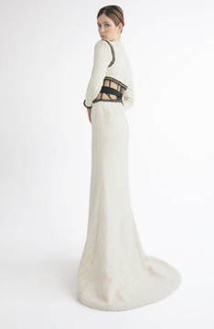 Long Sleeve Cutout Flared Gown Long Sleeve Cutout Flared Gown
