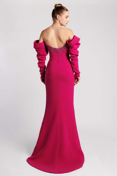 Crepe Off the Shoulder Gown