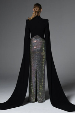 Crêpe Gown with Cape Sleeves Crêpe Gown with Cape Sleeves