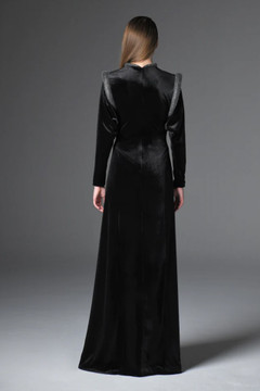 Velvet Gown with Crystal Embellishments Velvet Gown with Crystal Embellishments