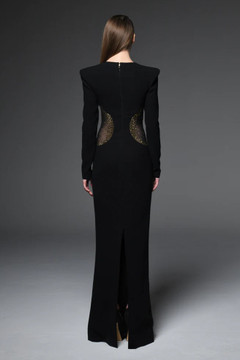 Crêpe Gown with Tulle Cutouts Crêpe Gown with Tulle Cutouts