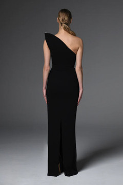 Asymmetric Crêpe Embroidered Gown Asymmetric Crêpe Embroidered Gown