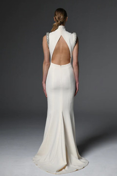 Crêpe Gown with Crystal Embellishments