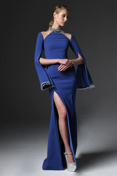 Crêpe Gown with Embellished Crystals Crêpe Gown with Embellished Crystals
