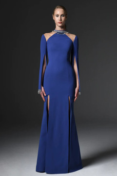 Crêpe Gown with Embellished Crystals Crêpe Gown with Embellished Crystals