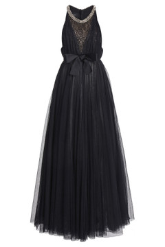 Embellished Neck Gown with Bow Detail Embellished Neck Gown with Bow Detail
