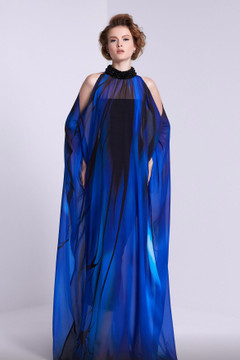 Fitted Gown with Semi-Sheer Overlay Fitted Gown with Semi-Sheer Overlay