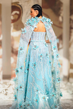 Floral Strapless Gown with Cape Sleeves Floral Strapless Gown with Cape Sleeves