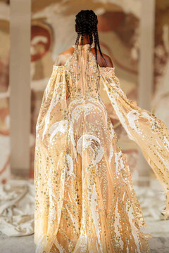 Embellished A-Line Cape Sleeve Gown Embellished A-Line Cape Sleeve Gown