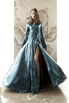 Long Sleeve Wrap Gown