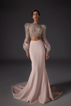 Embroidered Crop Top with Skirt Embroidered Crop Top with Skirt